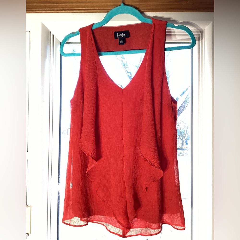 By & By Sleeveless Red Ruffled Top Size Large Juniors